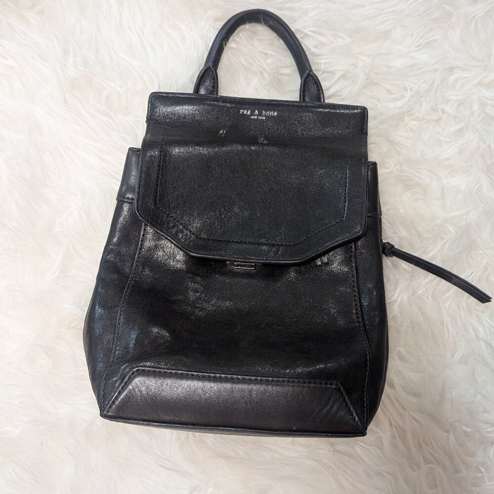 rag & bone Mini Pilot Backpack | Black Italian Lamb Leather